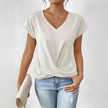 Velanie - Lockeres T-Shirt mit V-Ausschnitt