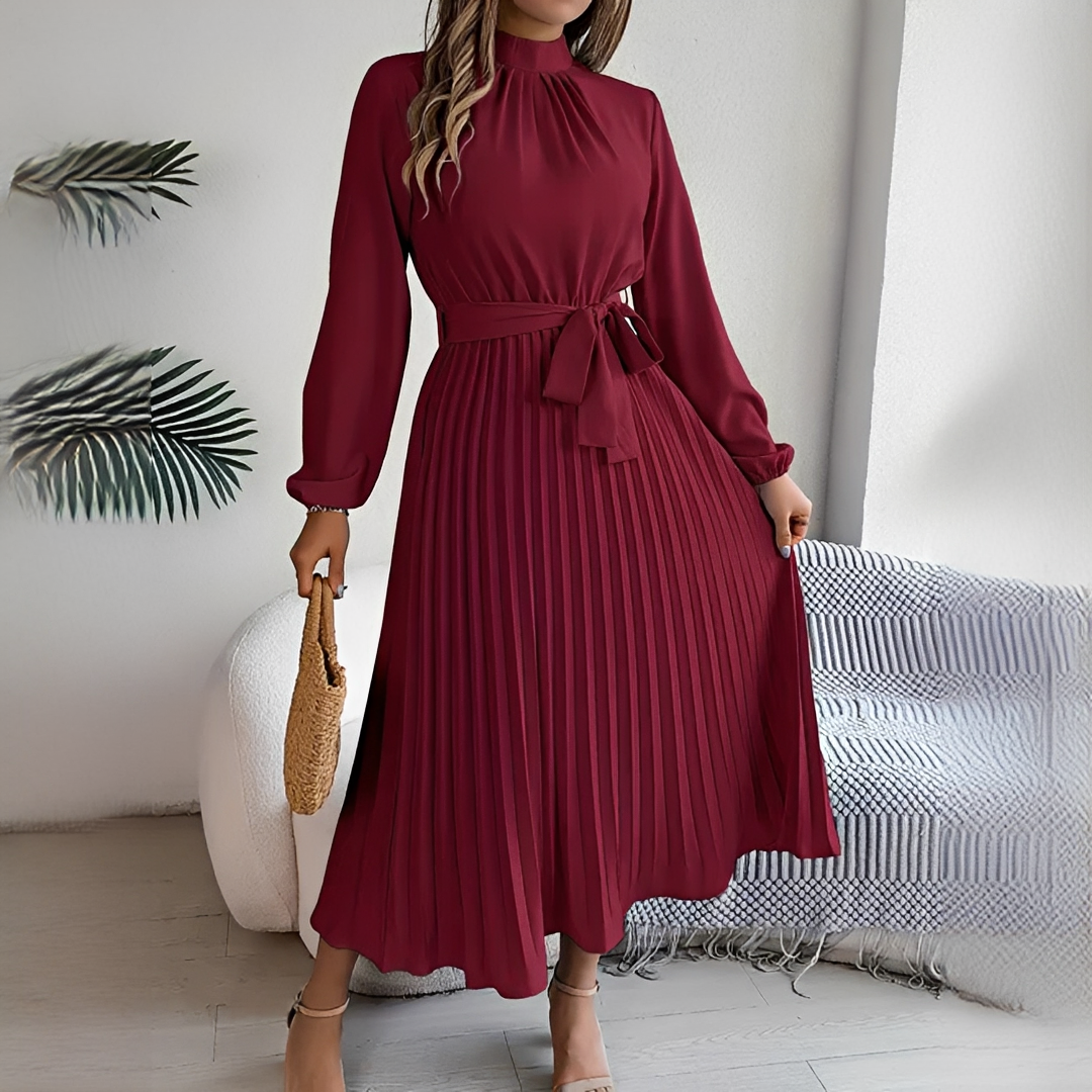 Jessy - Plissiertes Kleid mit langen Ärmeln für Damen