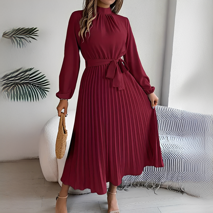 Jessy - Plissiertes Kleid mit langen Ärmeln für Damen