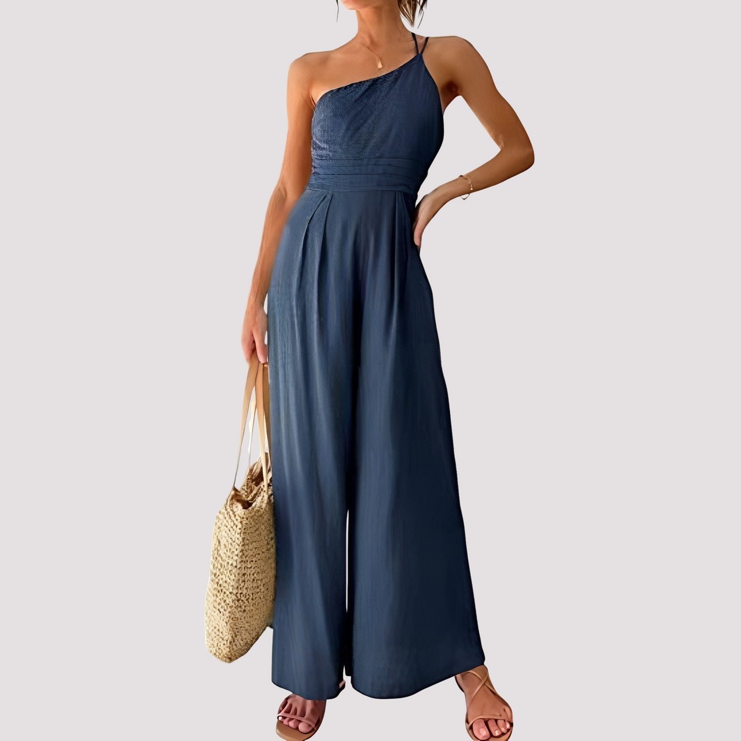 Carla - Eleganter Damen-Overall mit einer Schulter und weiten Beinen