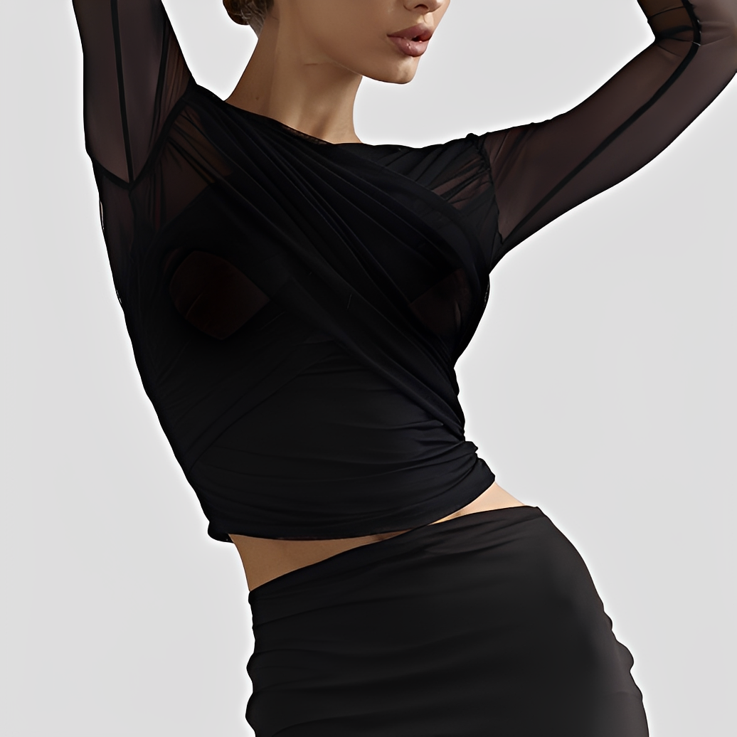 Cara - Elegante Langarmbluse mit Raffungen