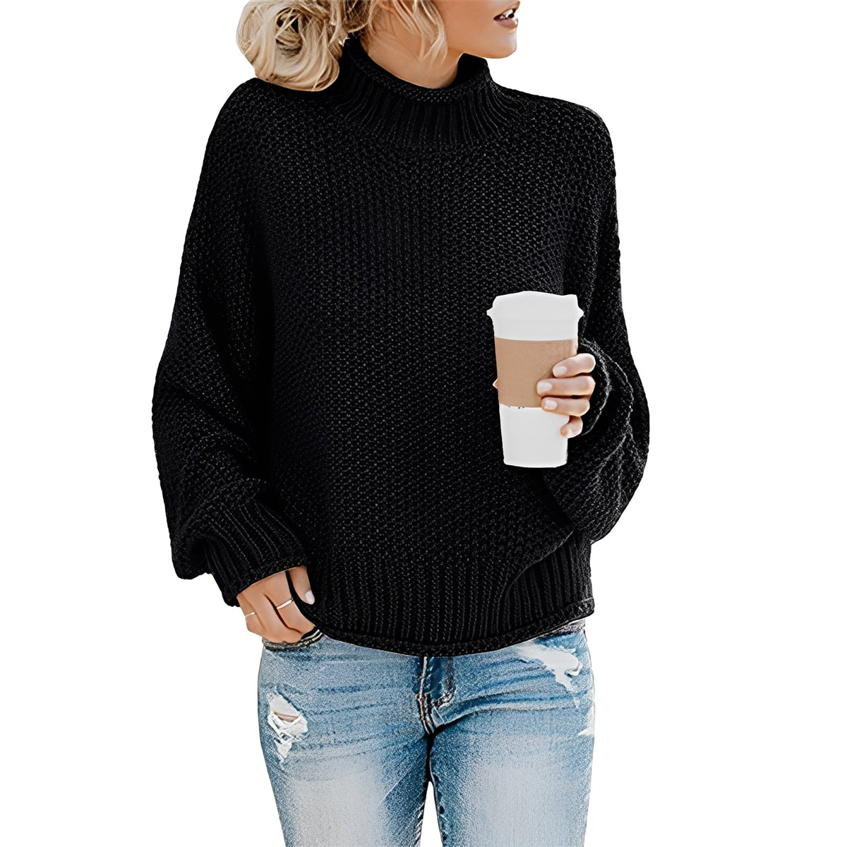 Evalyn - Bequemer Damenpullover mit hohem Kragen