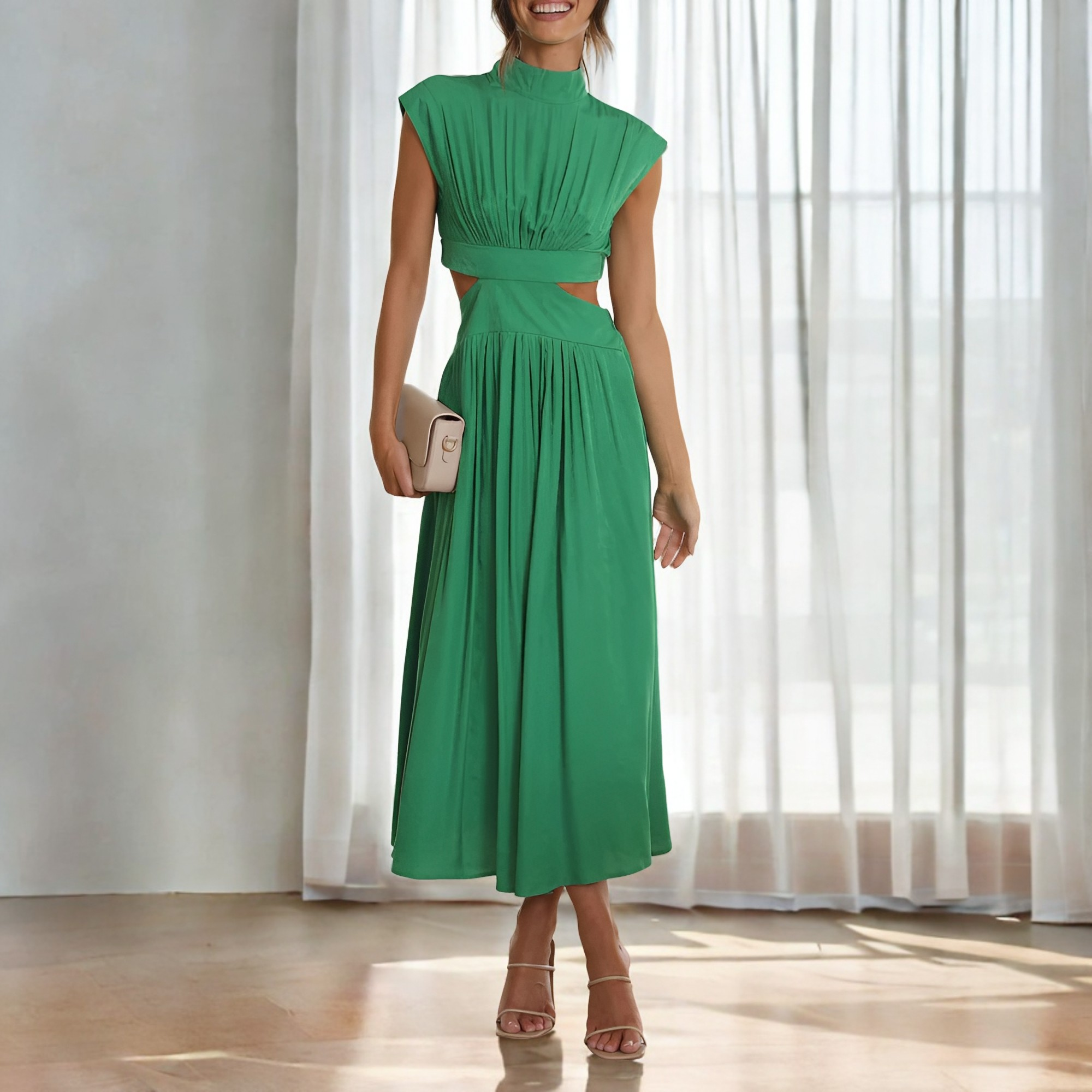 Christina - Maxikleid lässig mit Taillenausschnitt für Damen