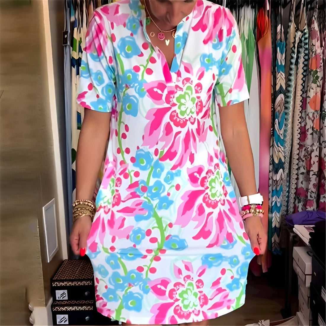 Abbie - Elegantes Kleid mit Blumenmuster für Frauen