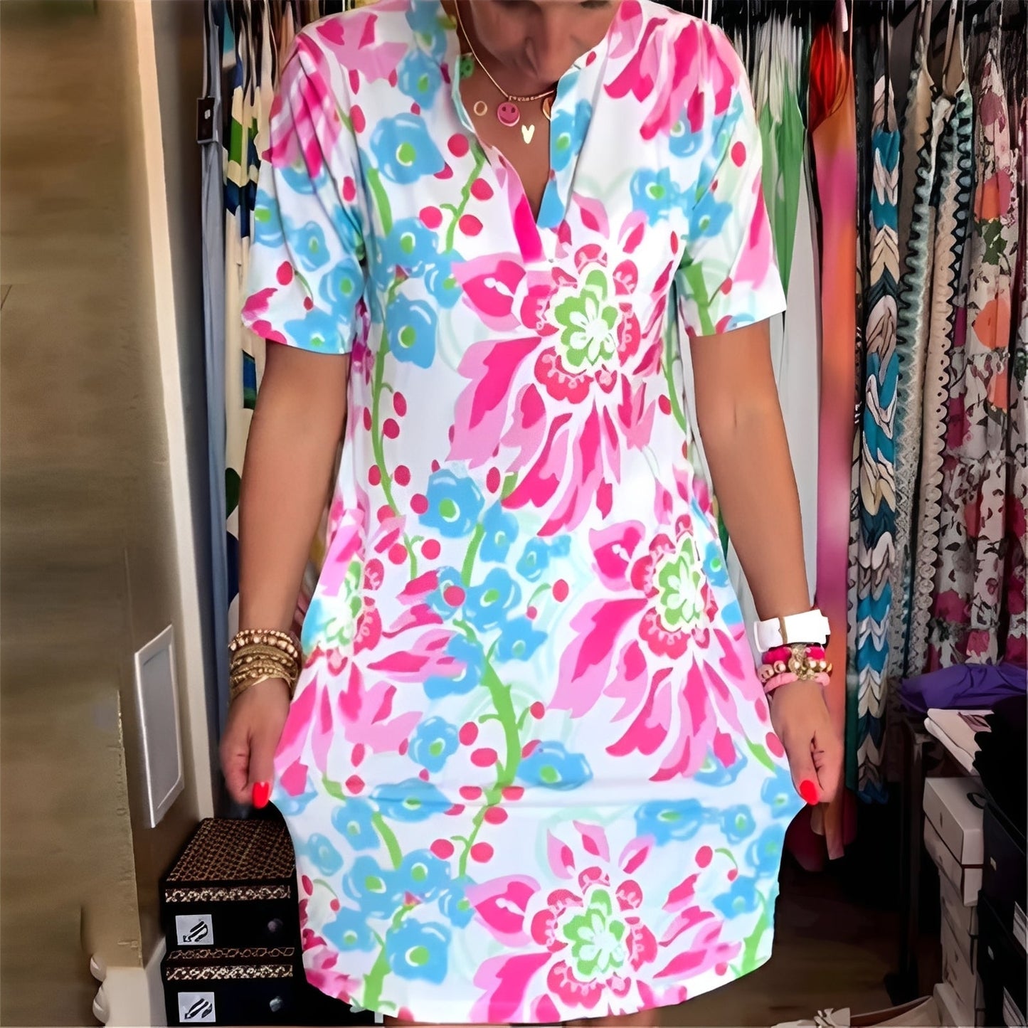 Abbie - Elegantes Kleid mit Blumenmuster für Frauen