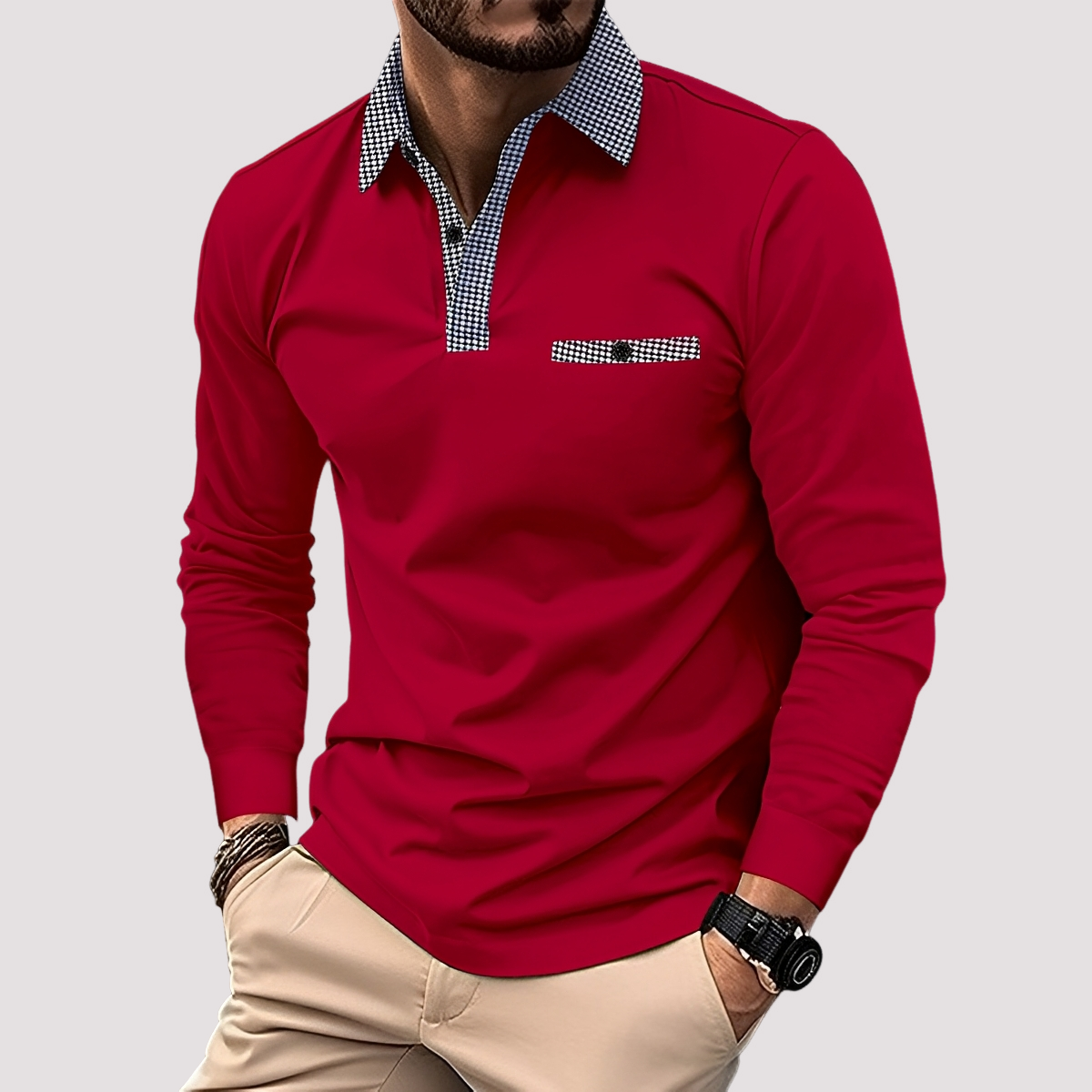 Aidan - Elegantes Polo mit langen Ärmeln für Herren