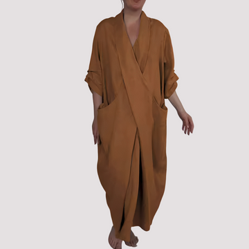 Alicia - Langes lockeres Kleid mit Tasche für Frauen