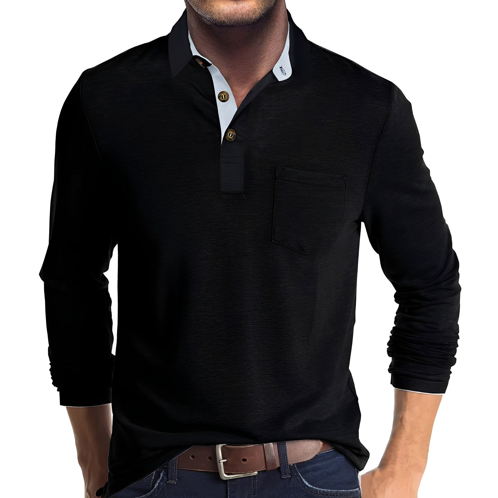 Marty - Bequemes Langarm-Poloshirt für Herren