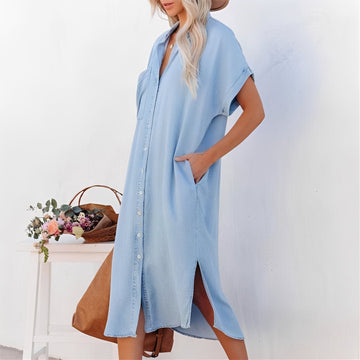 Crystal - Hemdkleid aus Jeansstoff für Damen