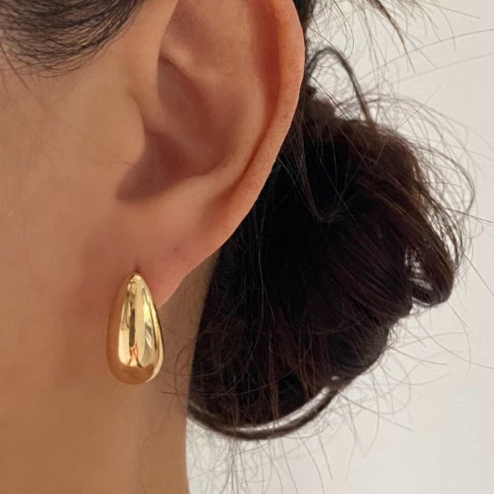 Chunky Wassertropfen Ohrringe - Große Ohrringe in Gold