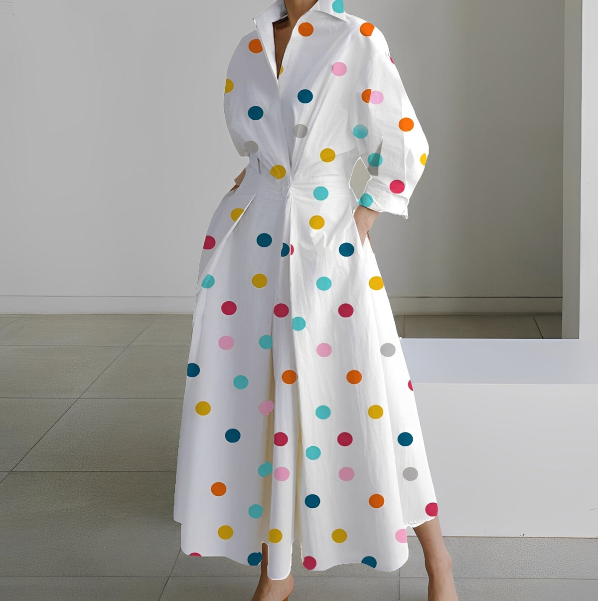 Martha - Elegantes Hemdkleid mit abstraktem Muster für Frauen