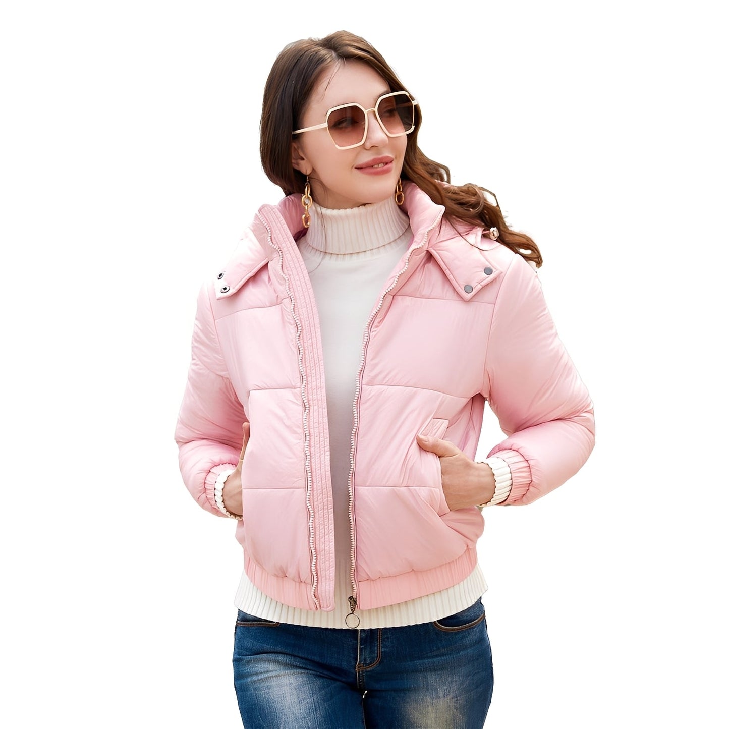 Yazmin - Elegante, glanzvolle Damenjacke mit Kapuze