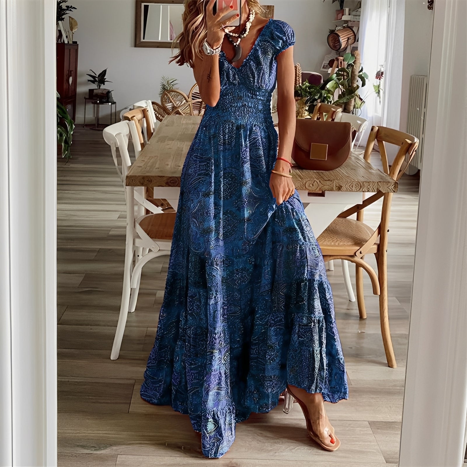 Christina - Maxikleid im Boho-Stil mit Blumenmuster für Frauen