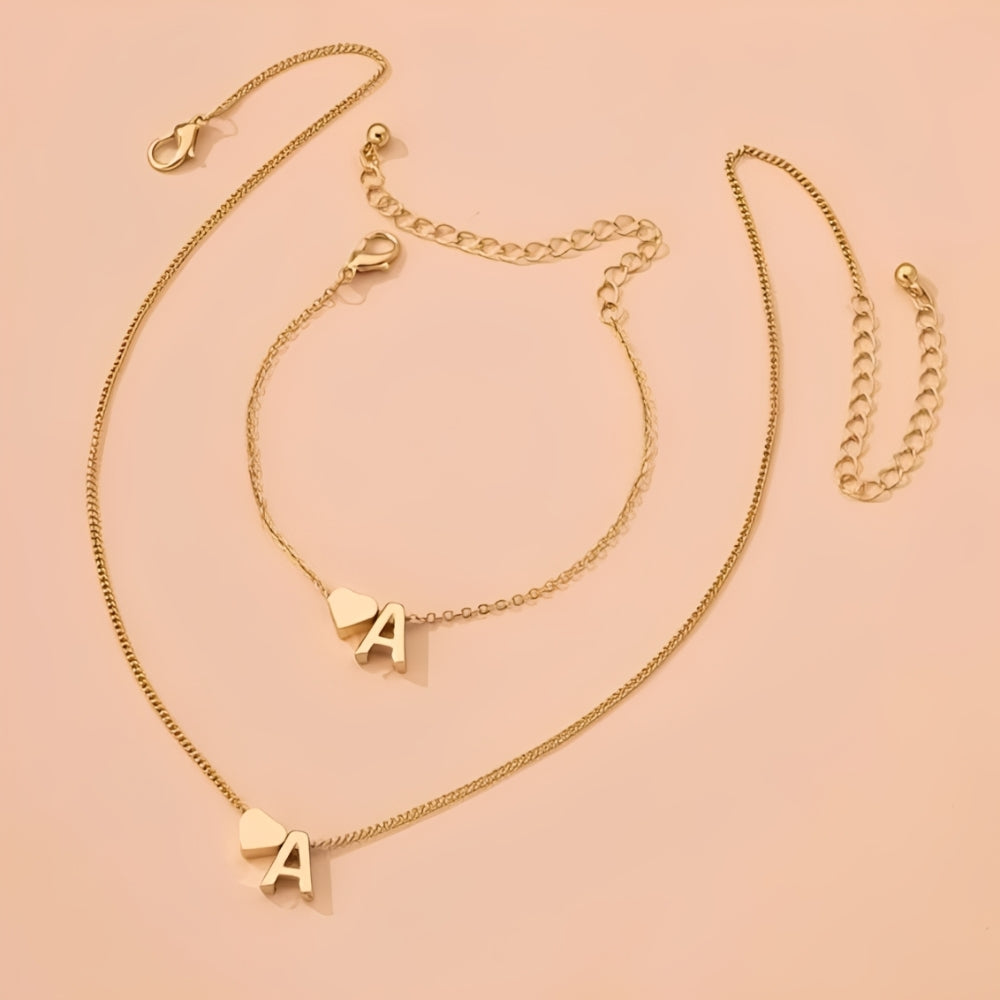 Herzschmuckset mit Buchstaben - Initial Love Schmuckset