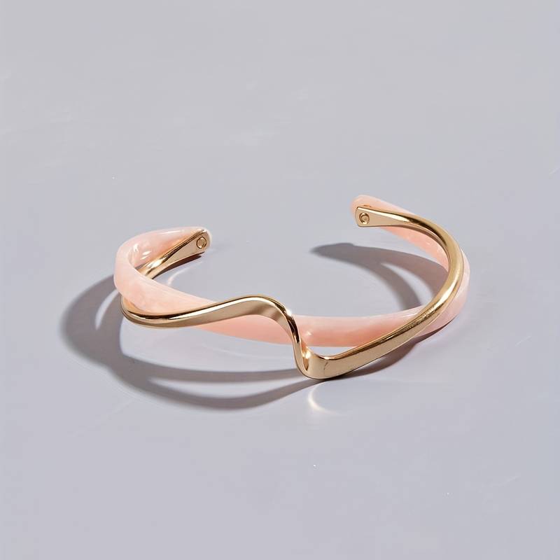 Wellenarmband mit Perlenakzenten - 18K vergoldetes Armband