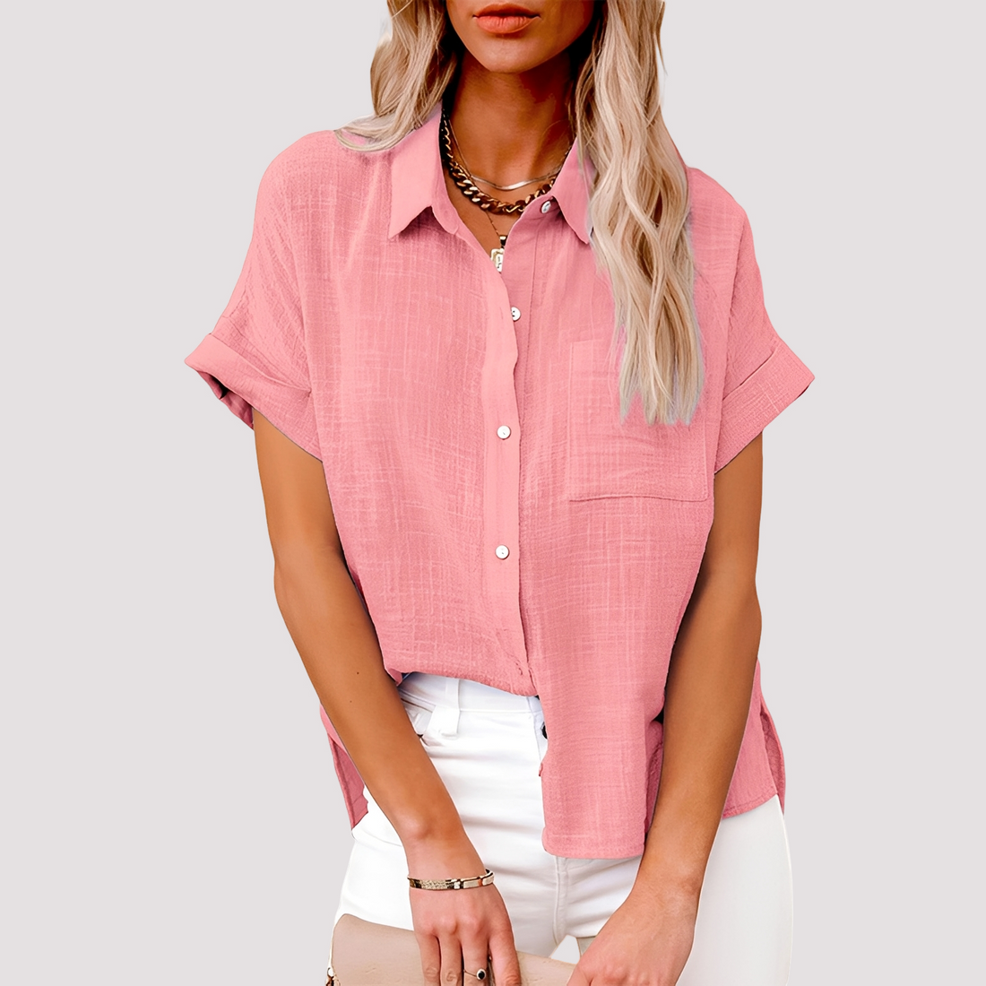 Josie - Bluse mit kurzen Ärmeln, weit geschnitten, mit Tasche für Frauen