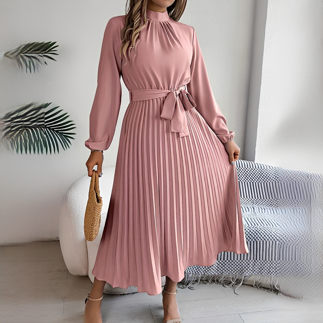 Jessy - Plissiertes Kleid mit langen Ärmeln für Damen