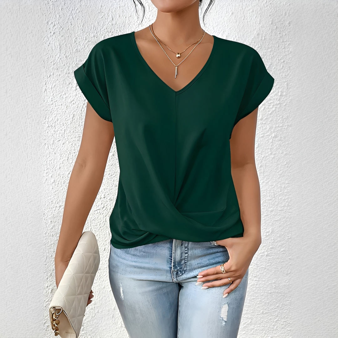Velanie - Lockeres T-Shirt mit V-Ausschnitt