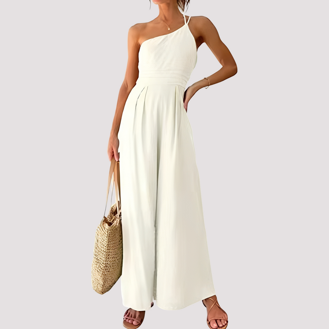 Carla - Eleganter Damen-Overall mit einer Schulter und weiten Beinen