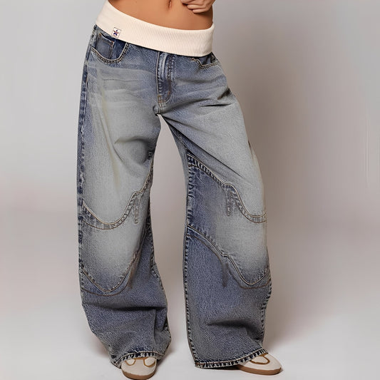 Vanessa - Komfortable, gewaschene Baggy-Jeans für Damen