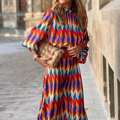 Susan - Lockeres Kleid mit geometrischem Muster für Frauen