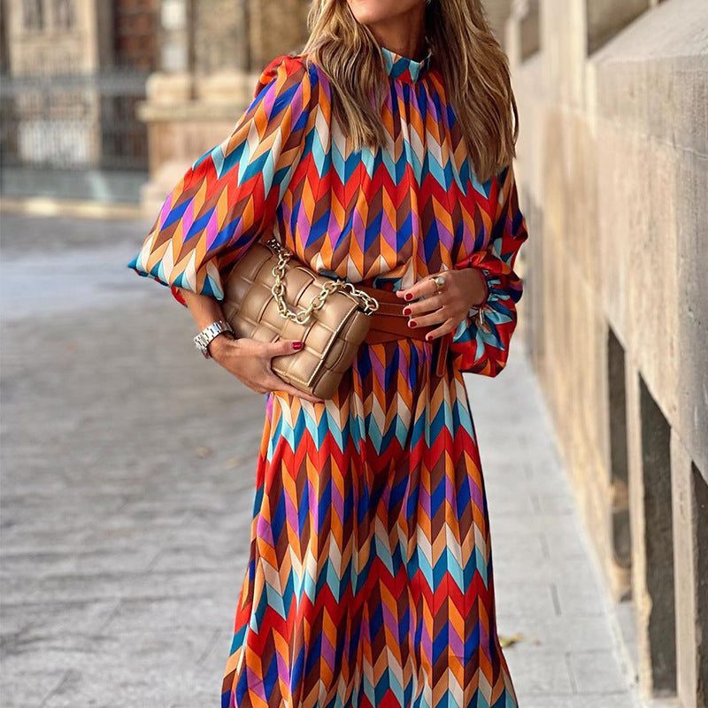 Susan - Lockeres Kleid mit geometrischem Muster für Frauen