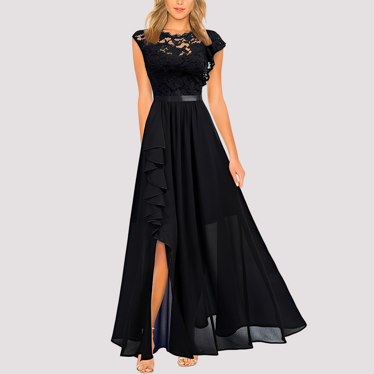 Anne - Langes elegantes Kleid mit hoher Taille für Frauen