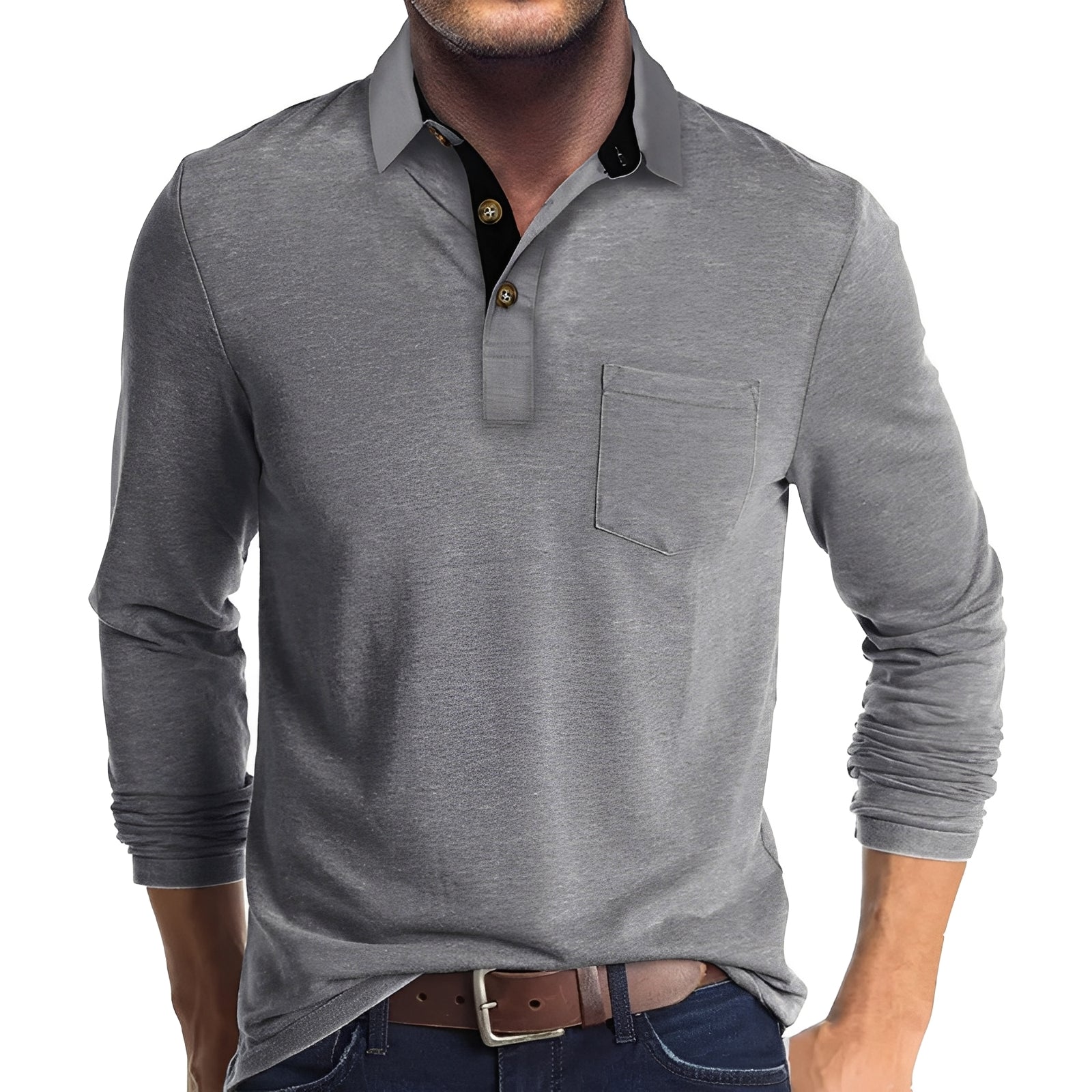 Marty - Bequemes Langarm-Poloshirt für Herren
