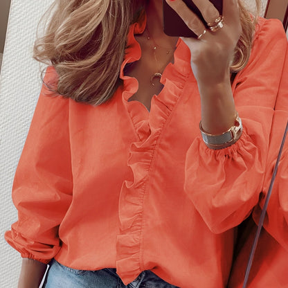 Martha - Elegante Bluse mit Volants und V-Ausschnitt für Frauen
