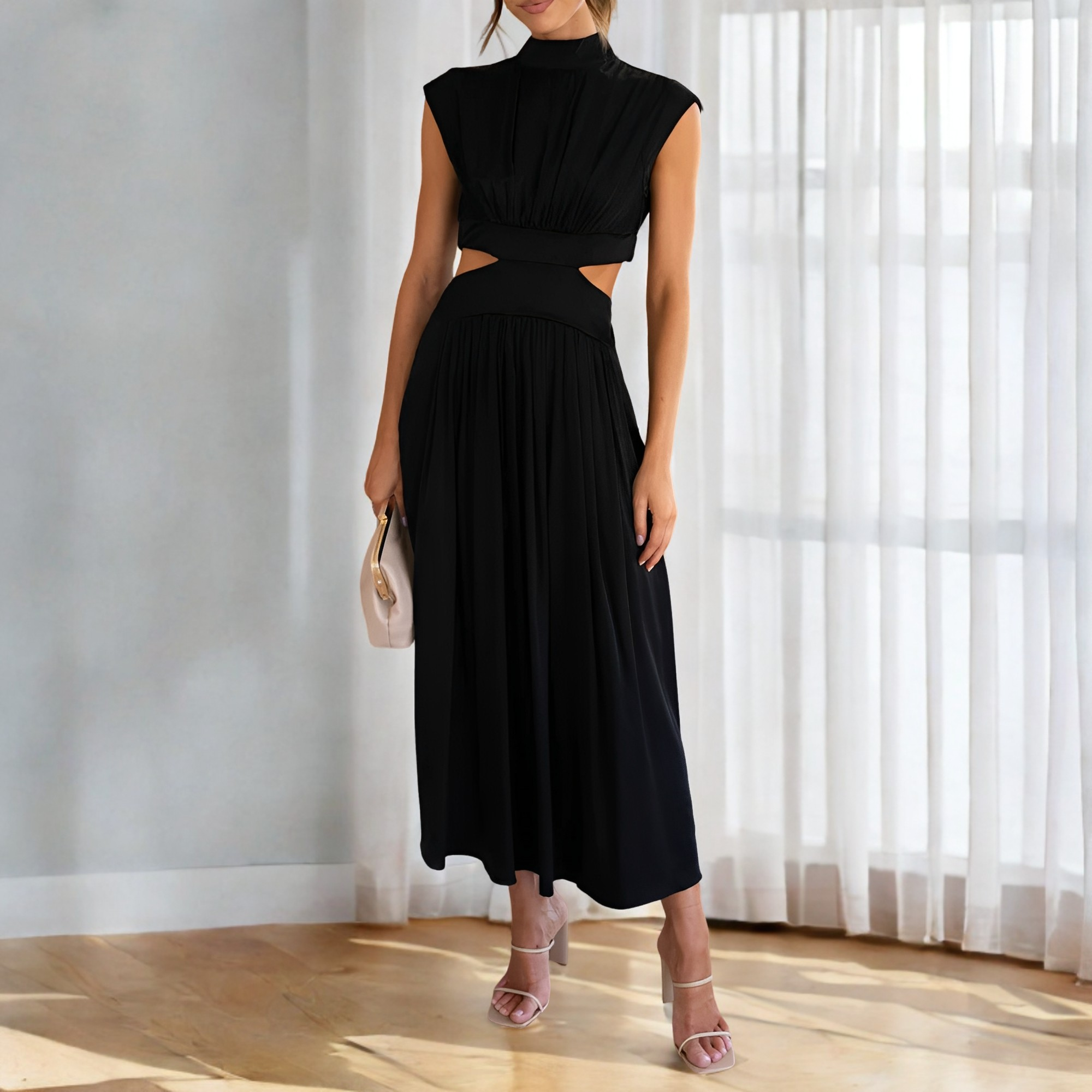 Christina - Maxikleid lässig mit Taillenausschnitt für Damen