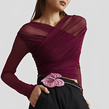 Cara - Elegante Langarmbluse mit Raffungen