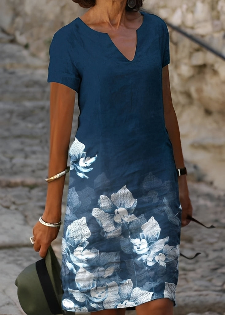 Kristina - Elegantes Blumenkleid mit kurzen Ärmeln für Frauen