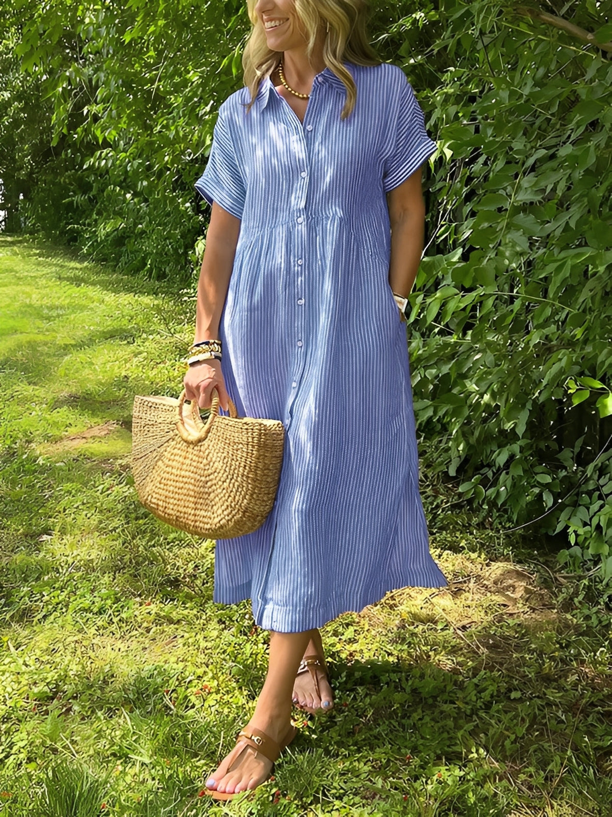 Alana - Gestreiftes, lässiges Hemdkleid für Damen