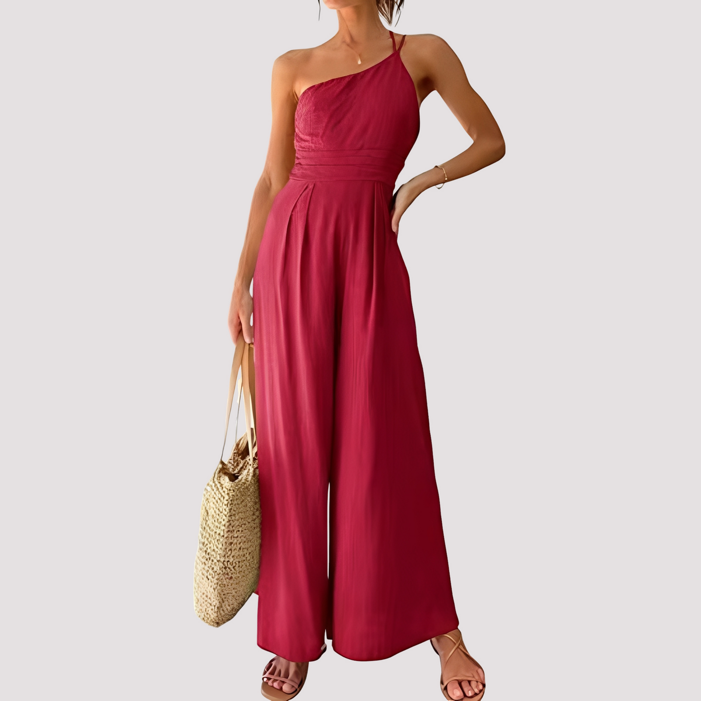 Carla - Eleganter Damen-Overall mit einer Schulter und weiten Beinen