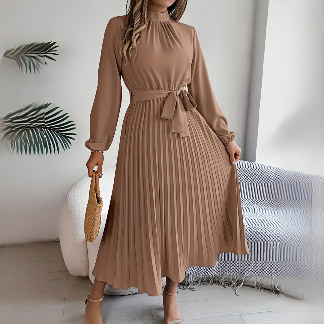 Jessy - Plissiertes Kleid mit langen Ärmeln für Damen
