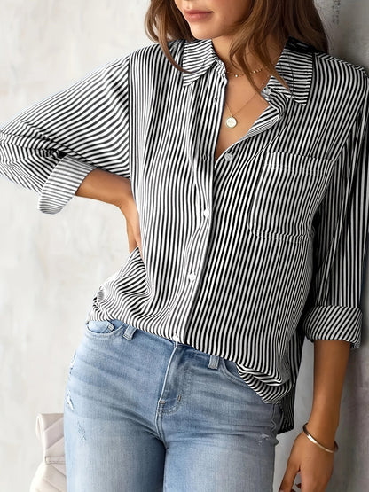 Nancy - Langes ärmelloses gestreiftes Freizeit-T-Shirt für Damen