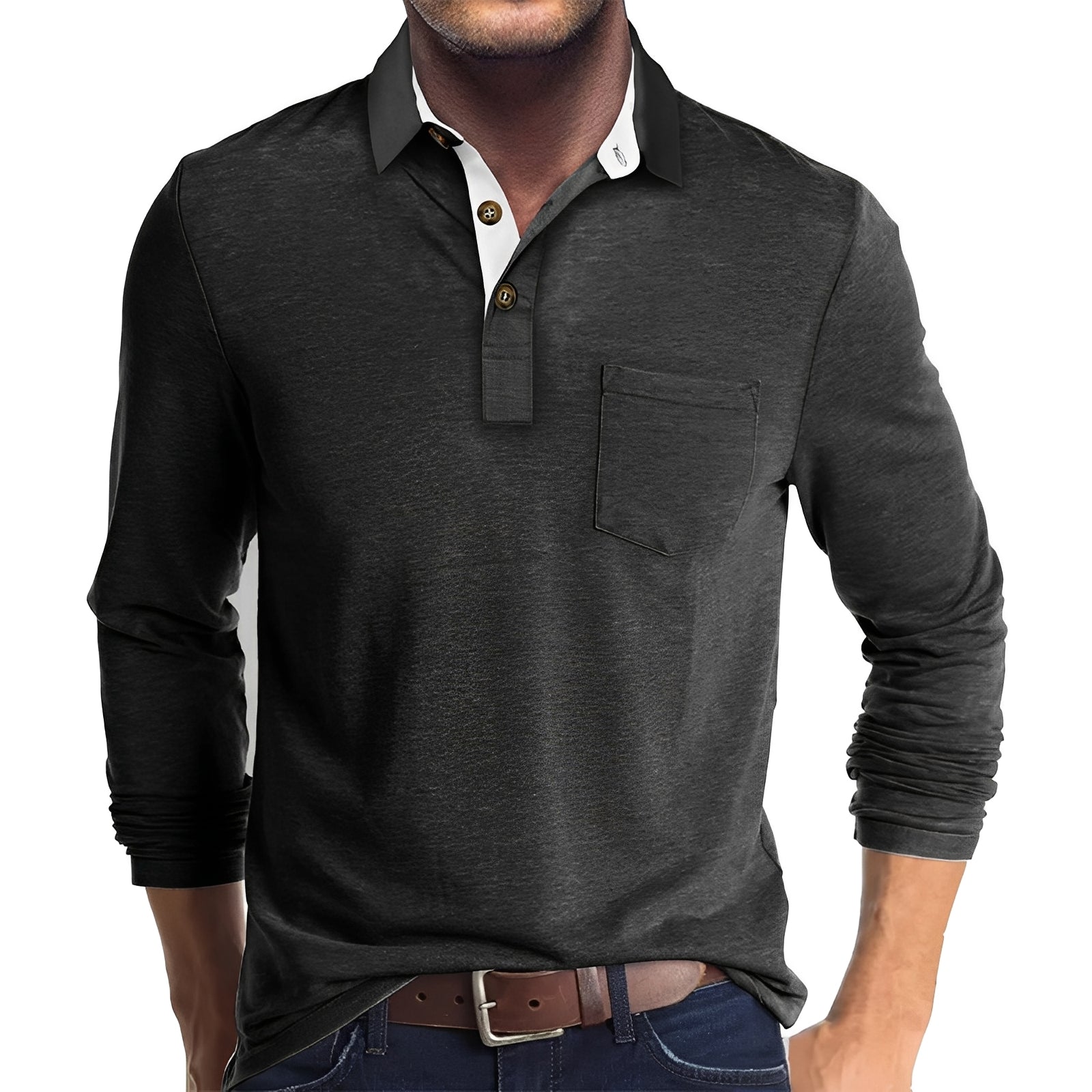 Marty - Bequemes Langarm-Poloshirt für Herren