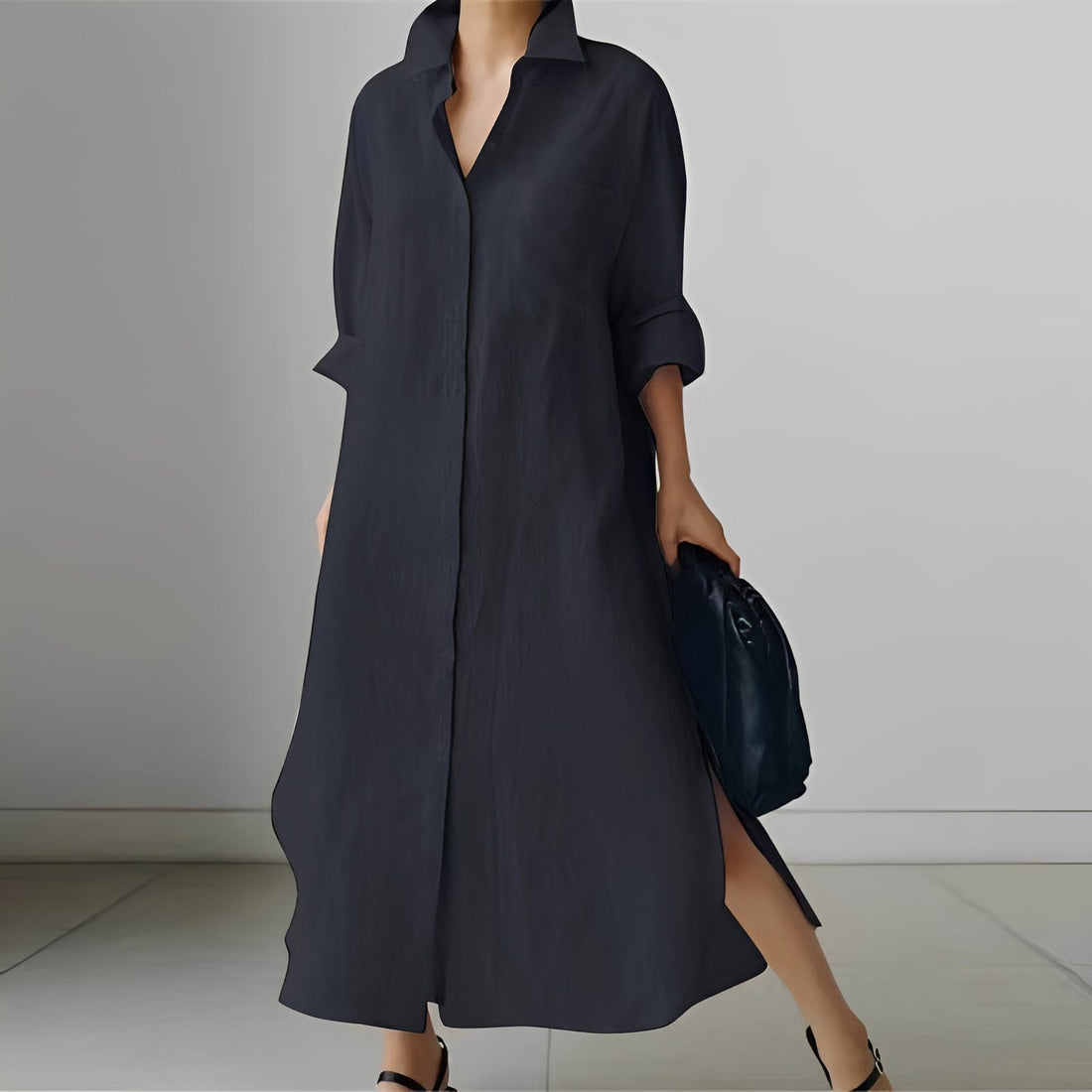 Nancy - Midi-Kleid im Hemdstil mit Schlitz für Frauen