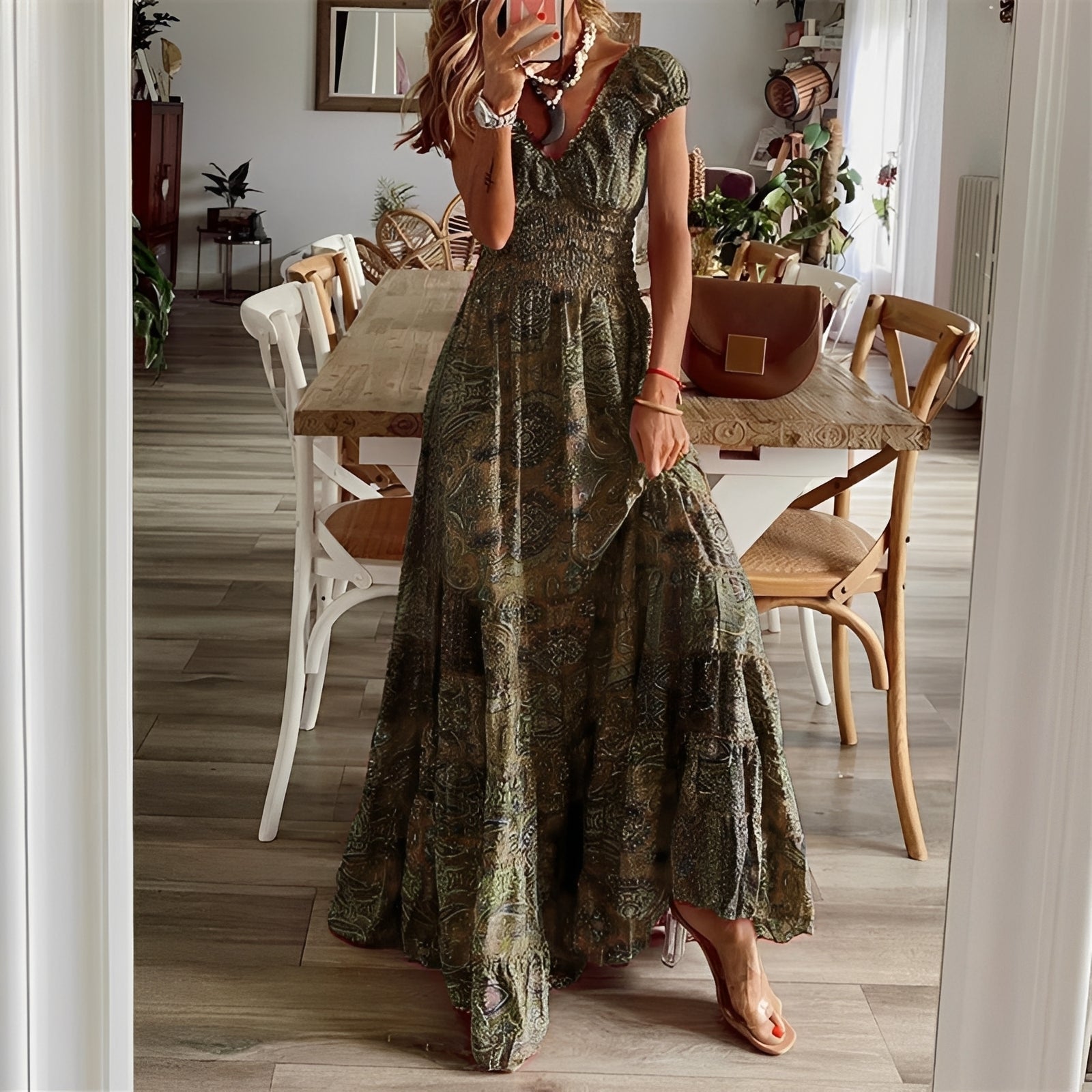 Christina - Maxikleid im Boho-Stil mit Blumenmuster für Frauen