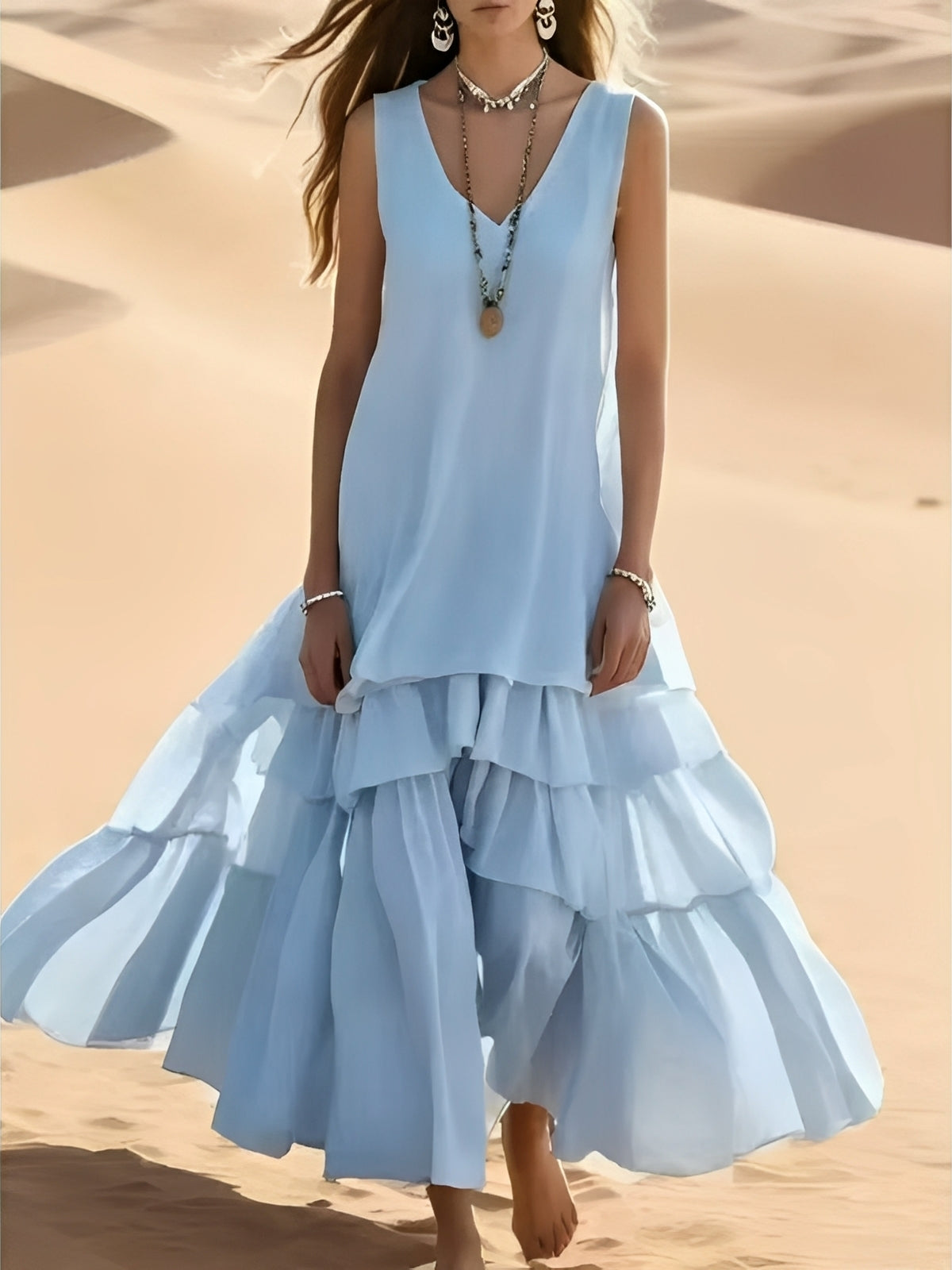 Mollie - Maxikleid im lässigen Stil mit breitem Saum für Frauen