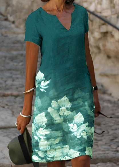 Kristina - Elegantes Blumenkleid mit kurzen Ärmeln für Frauen