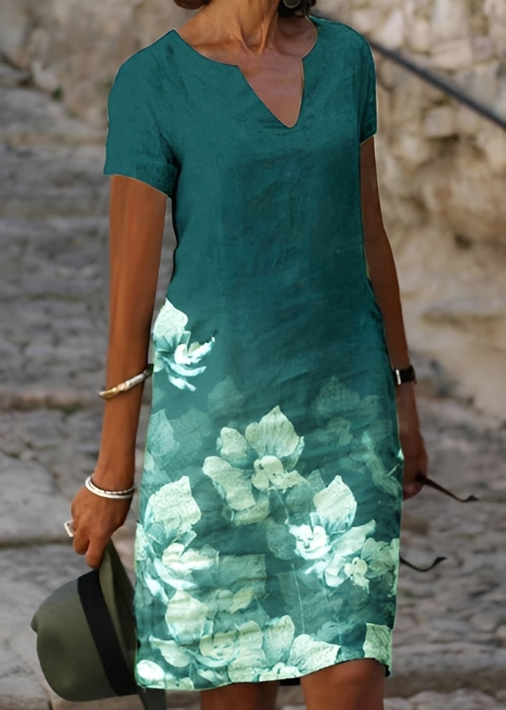 Kristina - Elegantes Blumenkleid mit kurzen Ärmeln für Frauen
