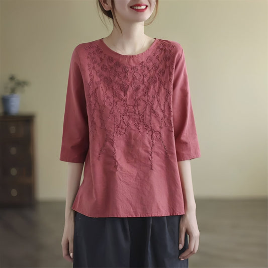 Amelia - Elegante bestickte Blusen mit Halbarm für Frauen