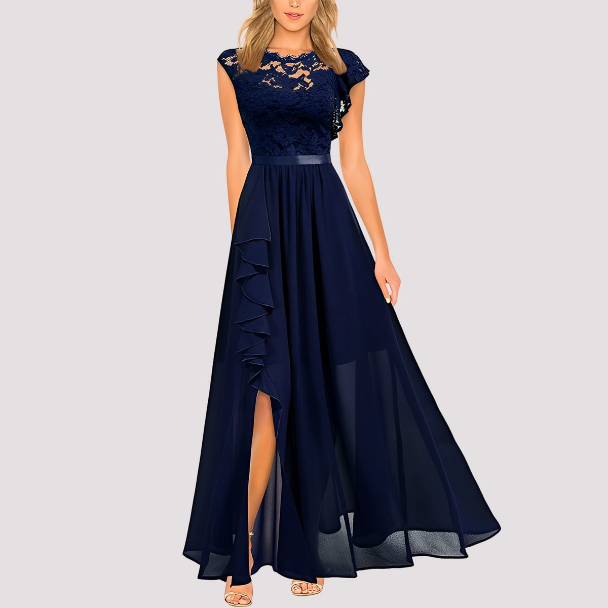 Anne - Langes elegantes Kleid mit hoher Taille für Frauen