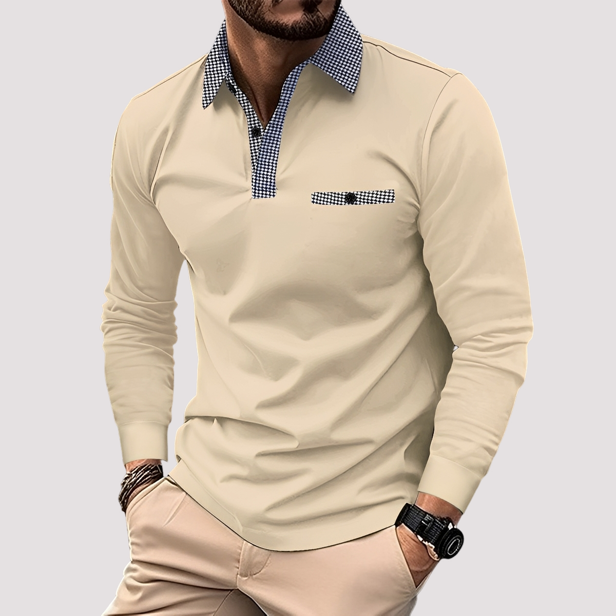 Aidan - Elegantes Polo mit langen Ärmeln für Herren