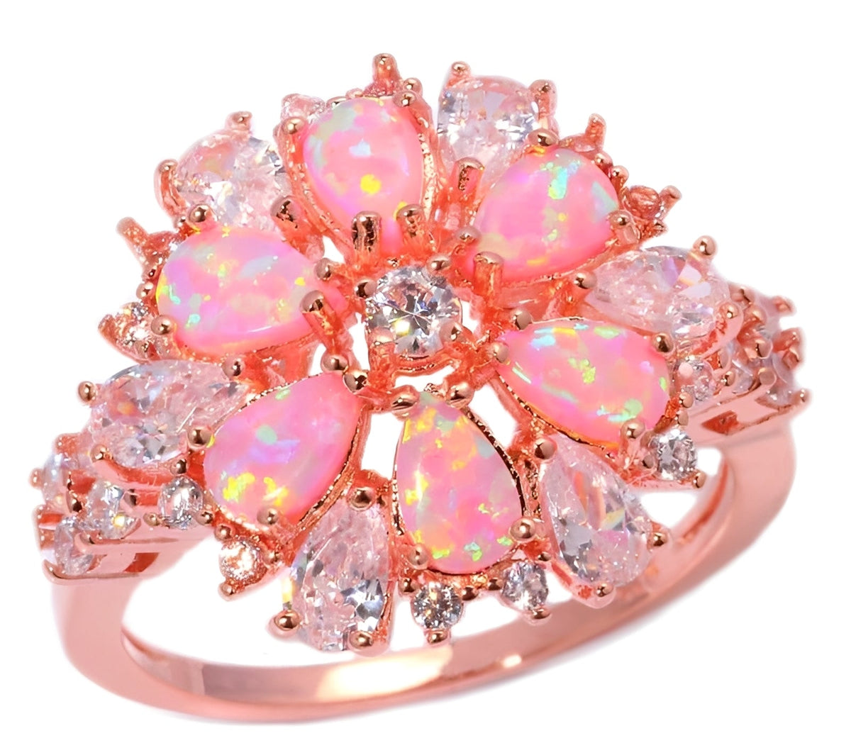 Rian – Eleganter Ring mit Feueropal-Blüte
