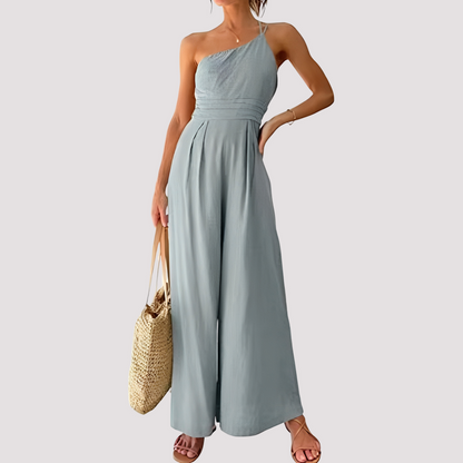 Carla - Eleganter Damen-Overall mit einer Schulter und weiten Beinen