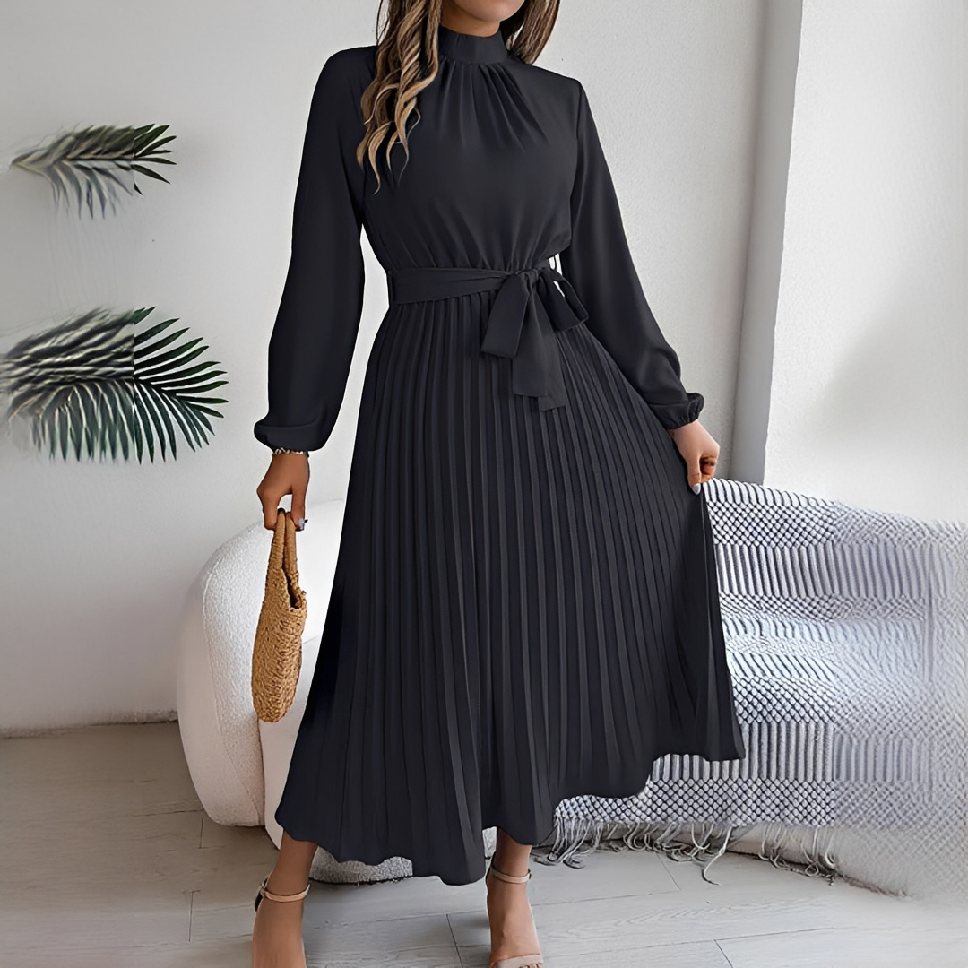 Jessy - Plissiertes Kleid mit langen Ärmeln für Damen