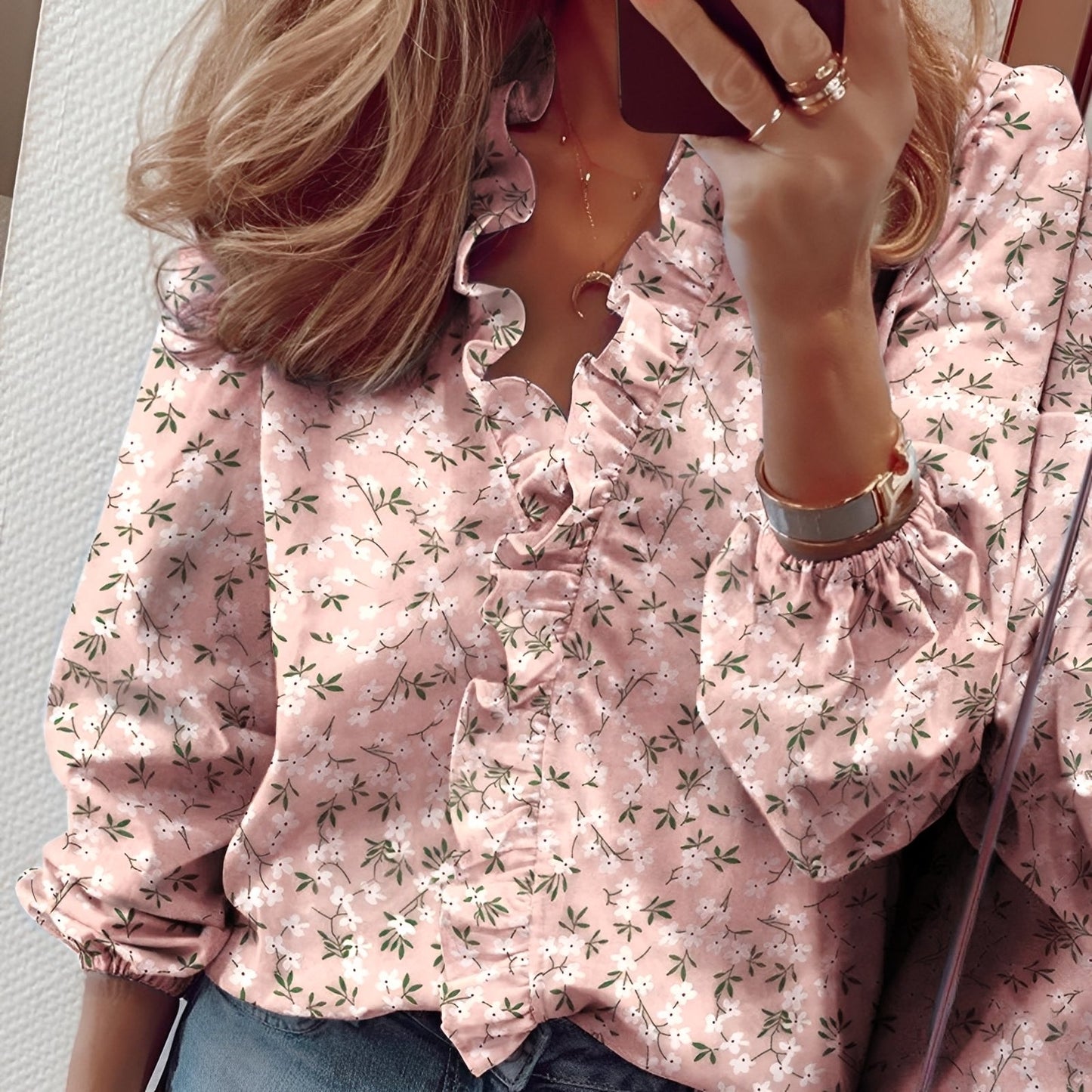 Martha - Elegante Bluse mit Volants und V-Ausschnitt für Frauen