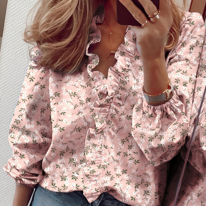 Martha - Elegante Bluse mit Volants und V-Ausschnitt für Frauen